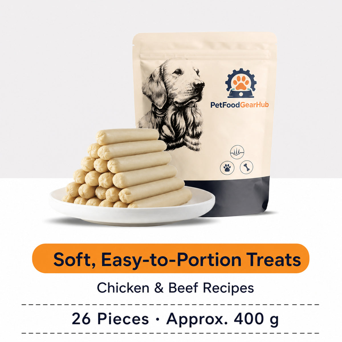 PetFoodGearHub chicken and beef dog sausage treat package