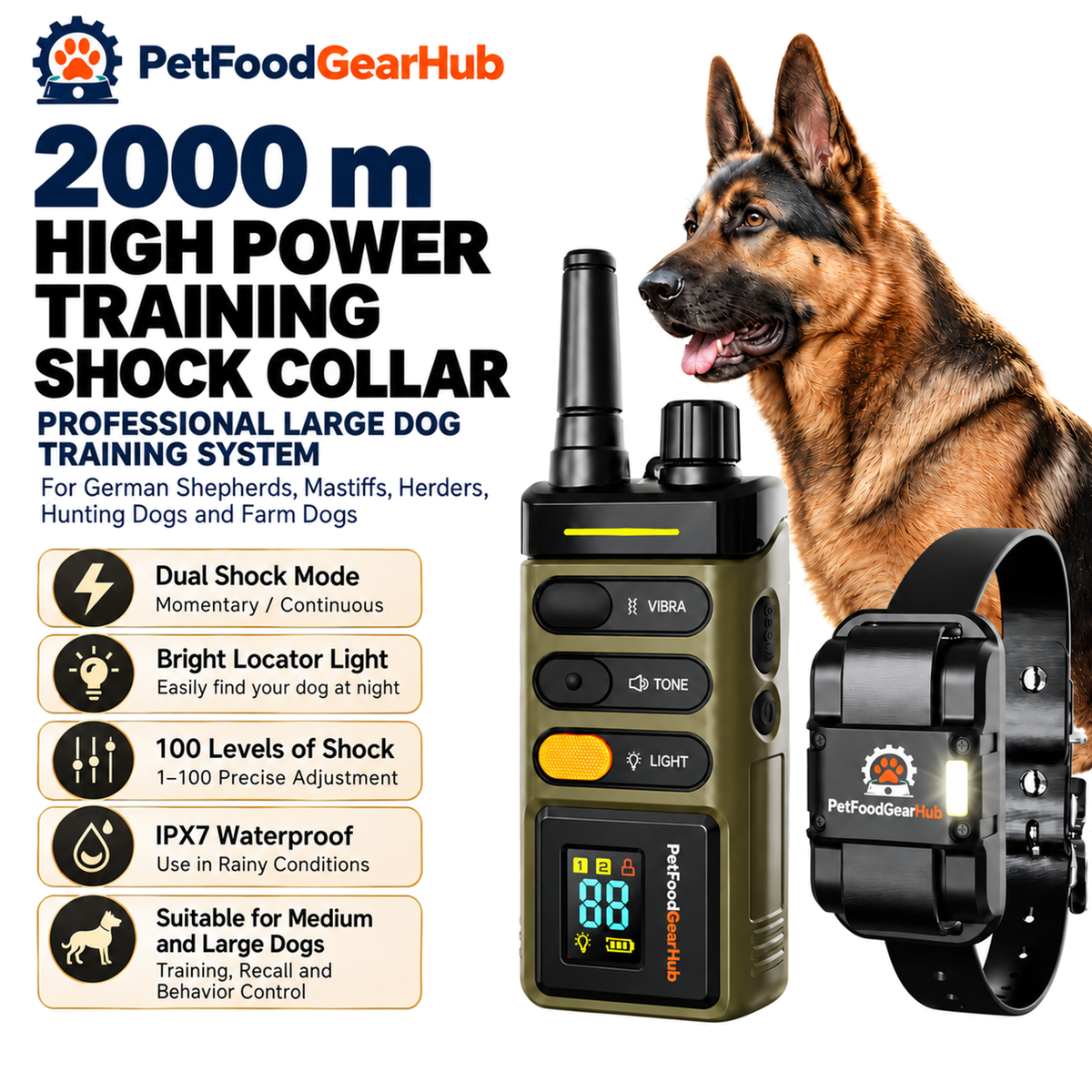 PetFoodGearHub Long-range dog training remote and collar