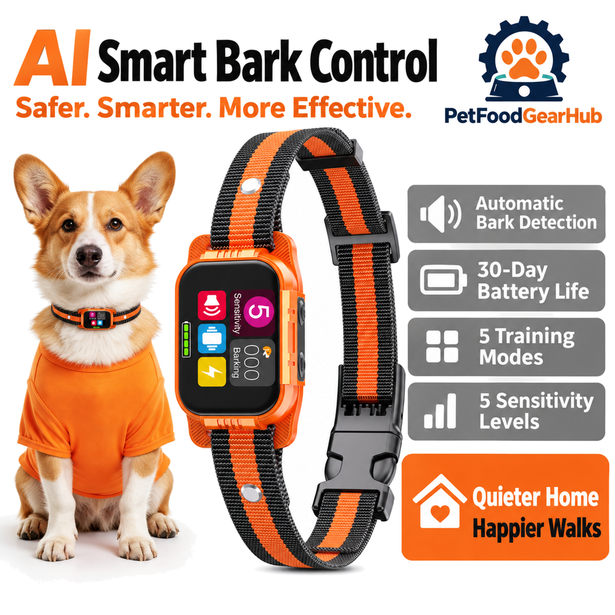 PetFoodGearHub BR03 automatic bark collar features