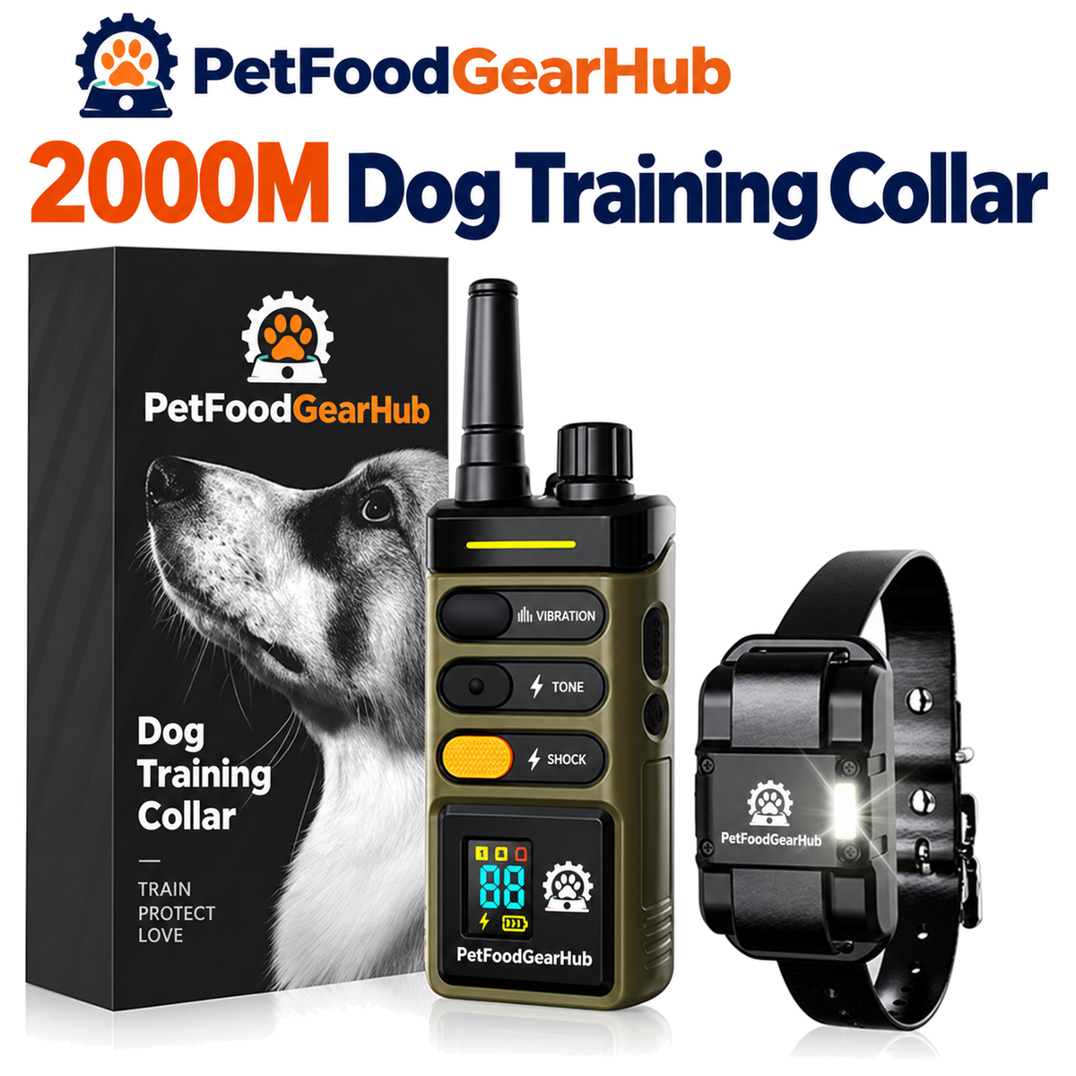 PetFoodGearHub Long-range training collar and retail box