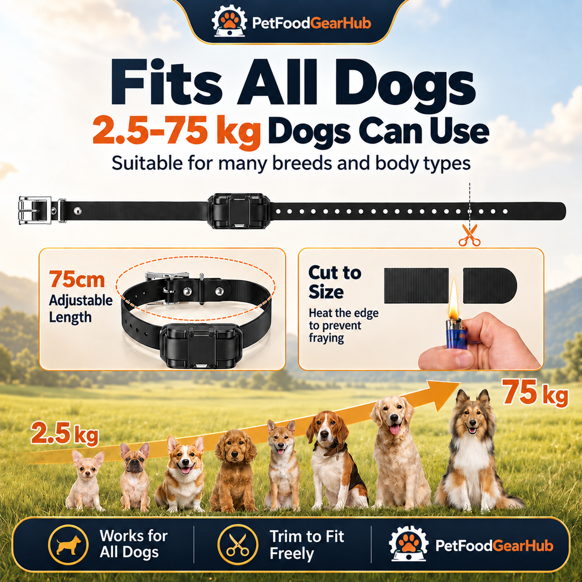 PetFoodGearHub Adjustable long-range collar strap