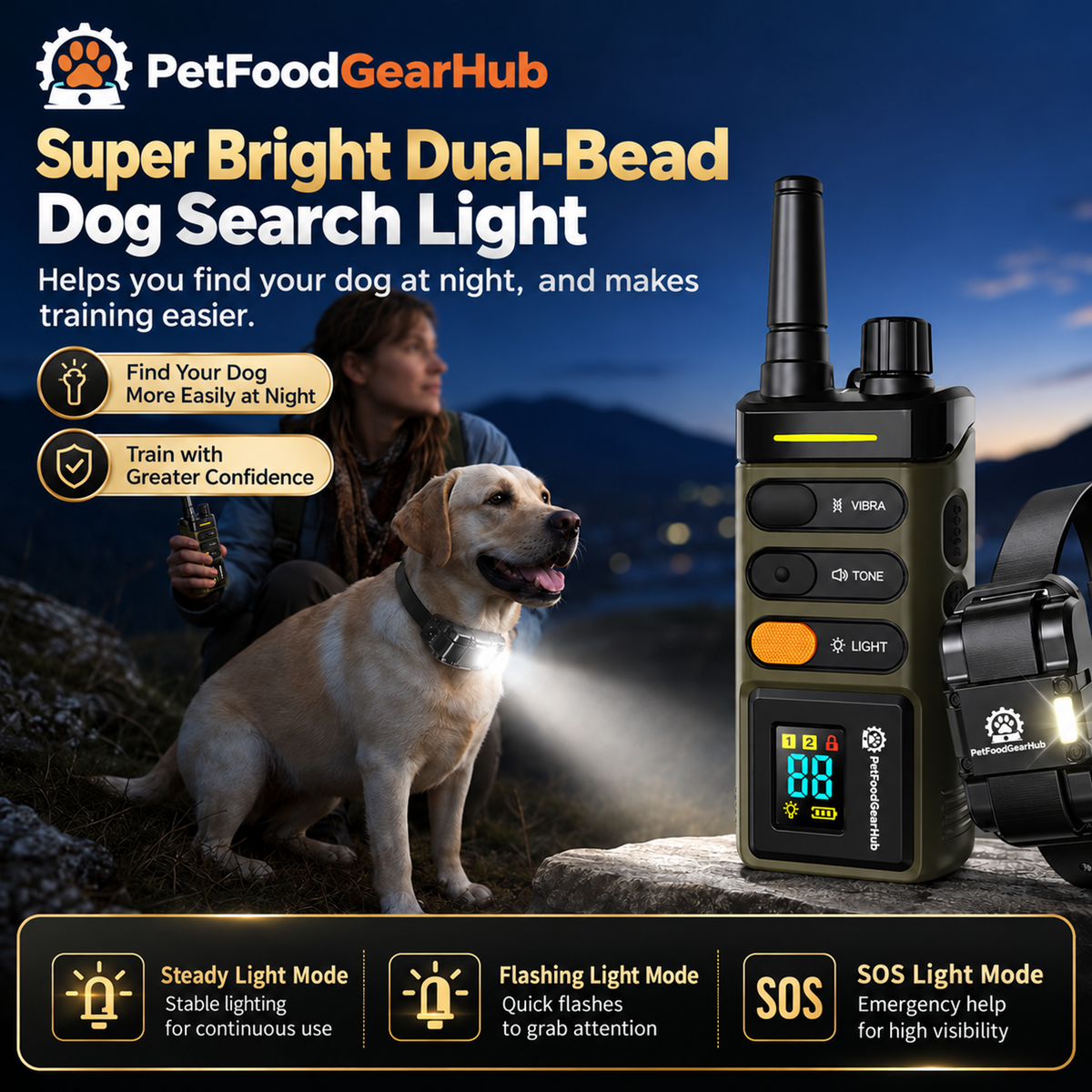 PetFoodGearHub Collar receiver light modes