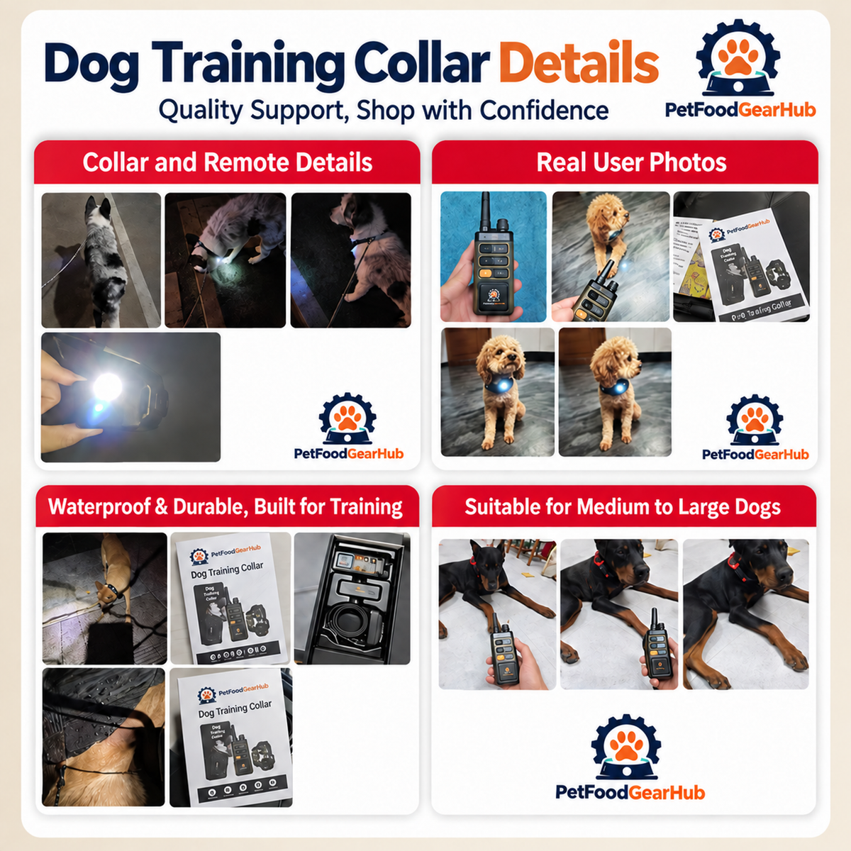 PetFoodGearHub Dog training collar detail panels