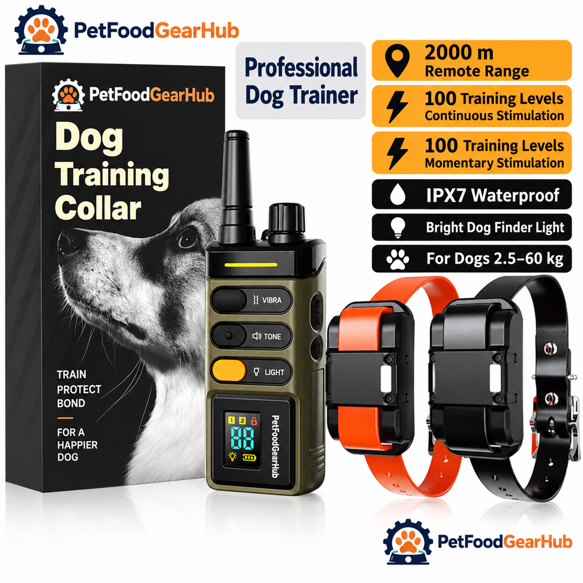 PetFoodGearHub Two-dog remote collar kit and box