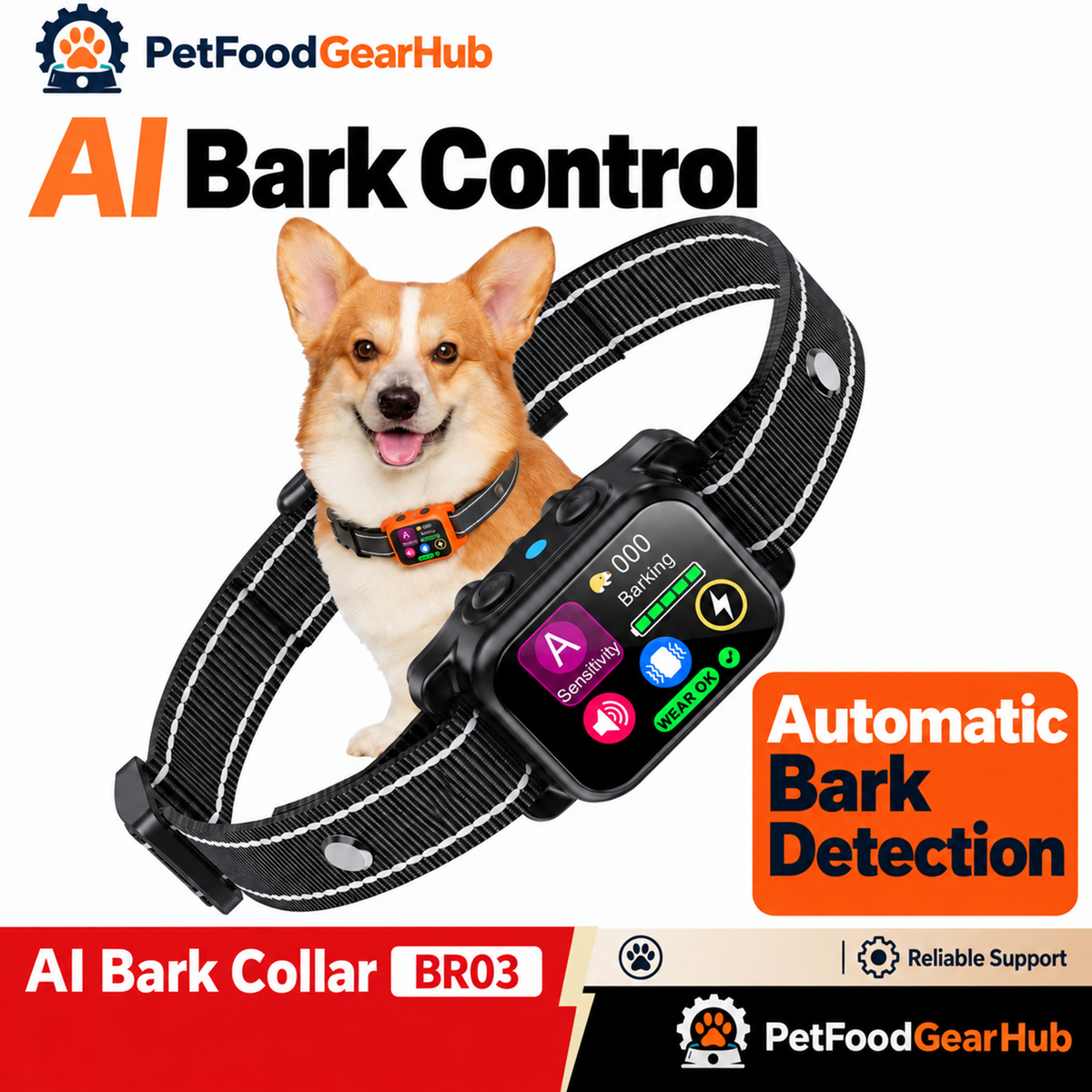 PetFoodGearHub BR03 black collar details
