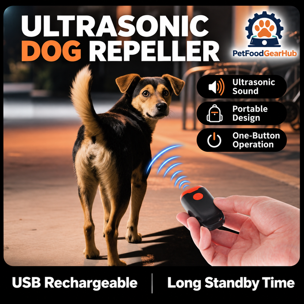 PetFoodGearHub Portable ultrasonic device controls