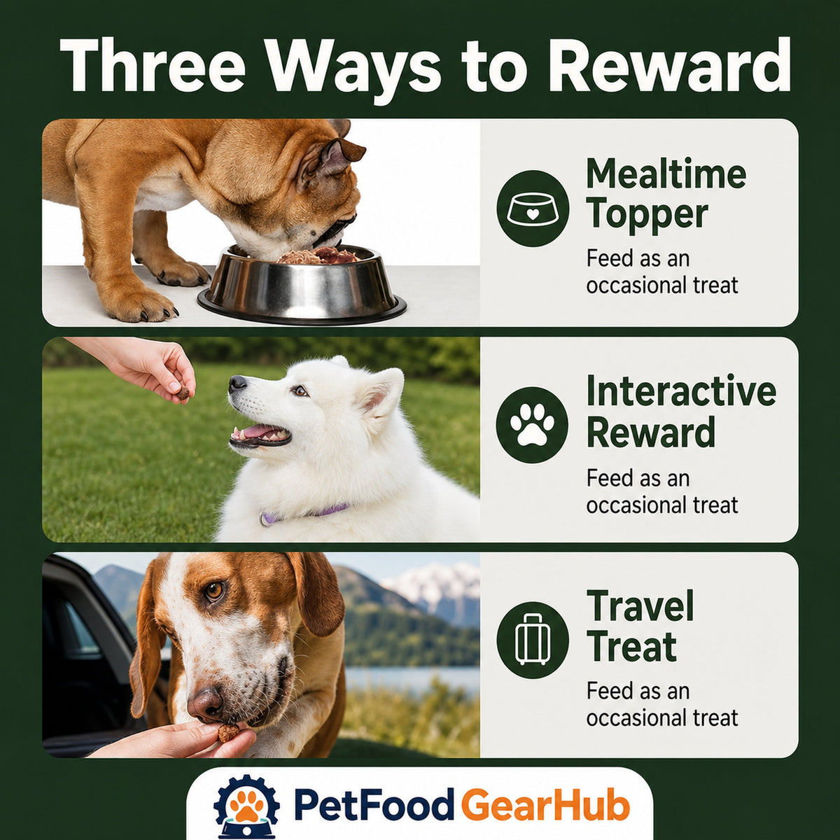 Duck dog treats used as toppers, rewards, and travel treats