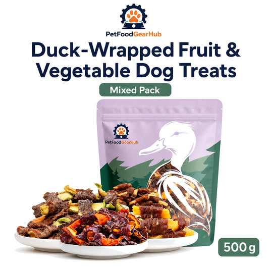 PetFoodGearHub duck-wrapped fruit and vegetable dog treats 500 g