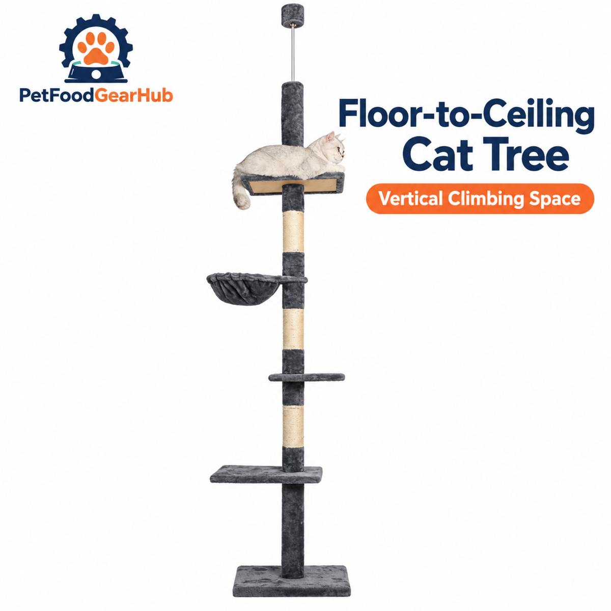 PetFoodGearHub Floor-to-Ceiling Cat Tree - Dark Gray - product view