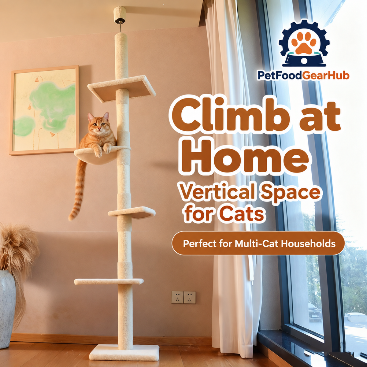 PetFoodGearHub Floor-to-Ceiling Cat Tree - Dark Gray - product details