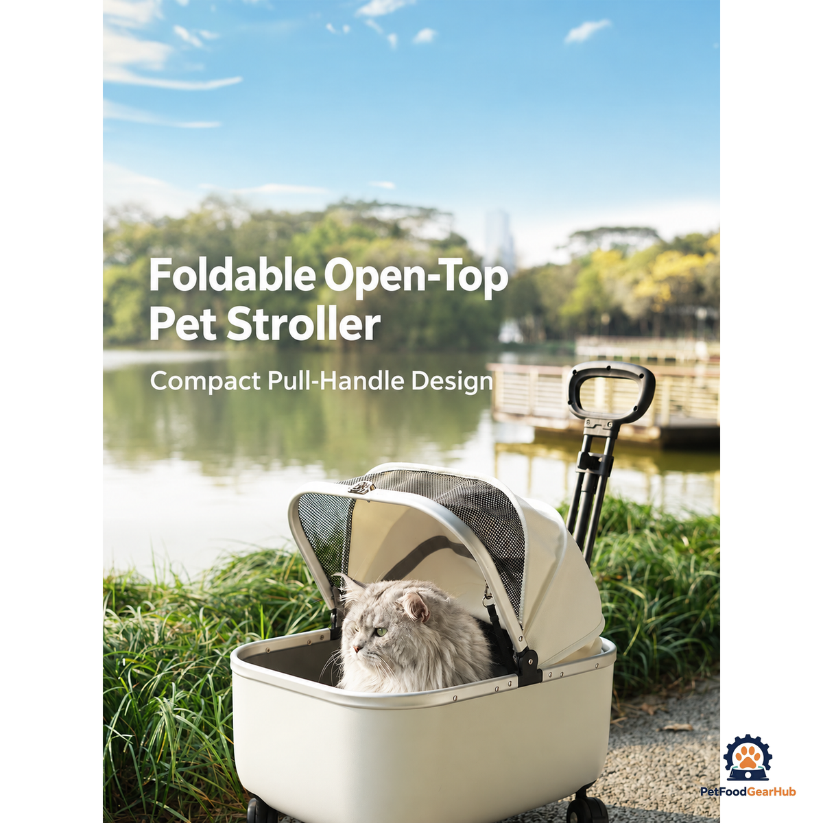 PetFoodGearHub Foldable Open-Top Pet Stroller - product view 12