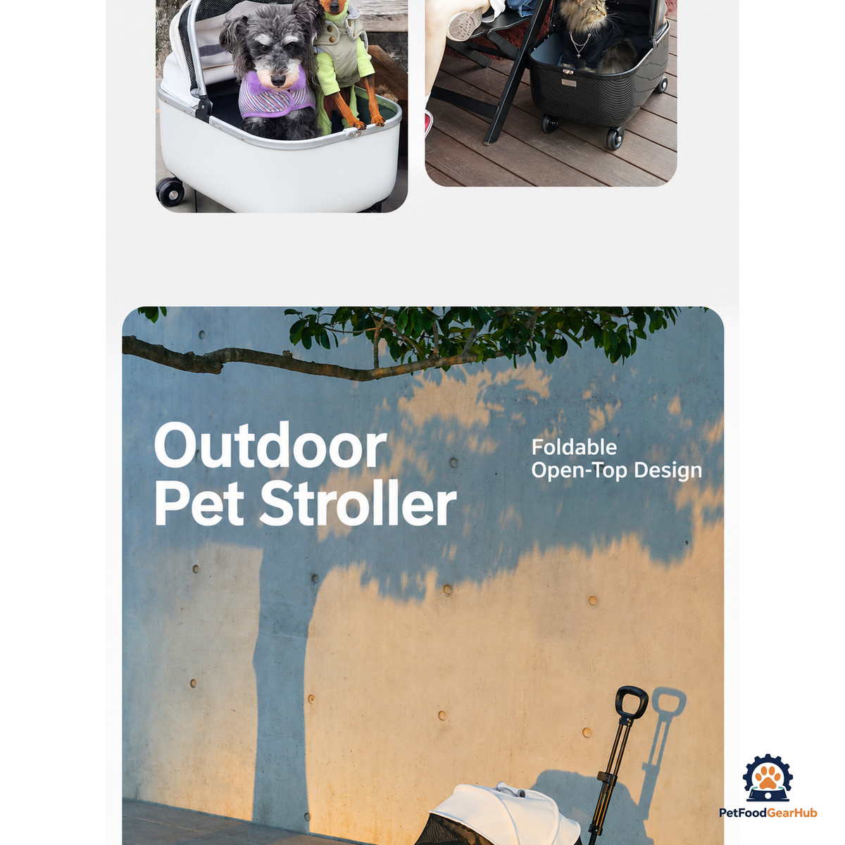 PetFoodGearHub Foldable Open-Top Pet Stroller - product view 16