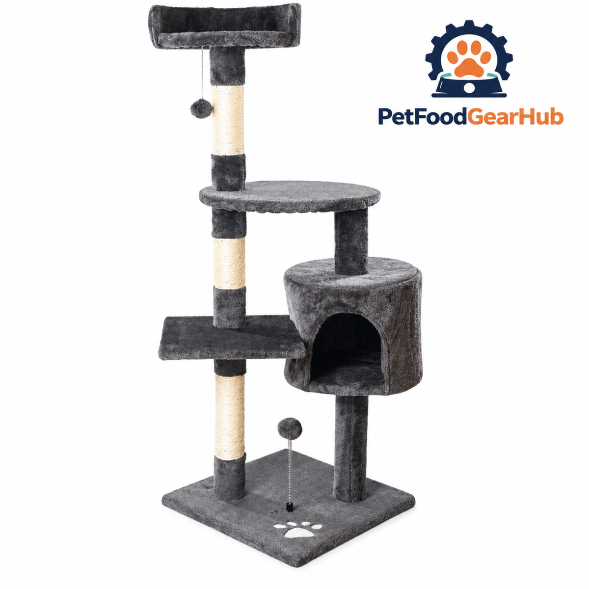 PetFoodGearHub Four-Level Cat Tree with Condo and Hanging Toy - product details