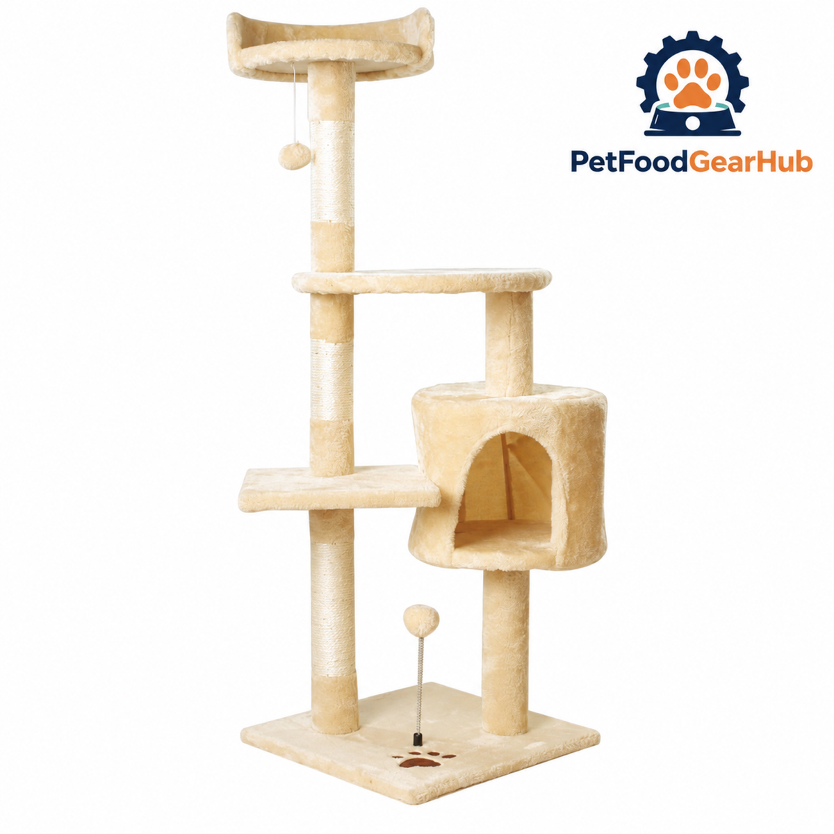 PetFoodGearHub Four-Level Cat Tree with Condo and Hanging Toy - product details