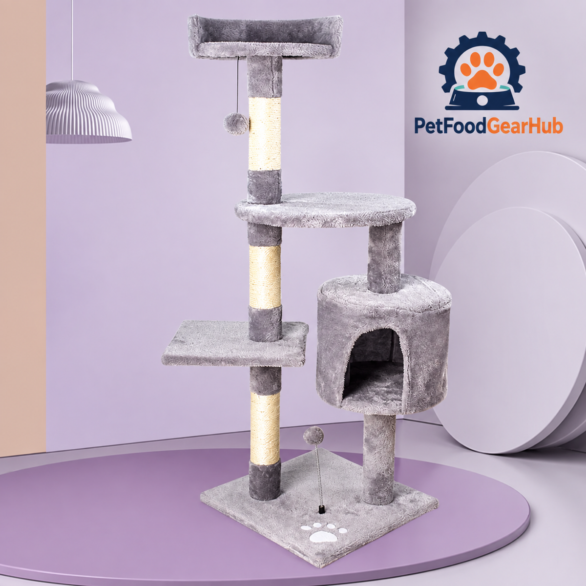 PetFoodGearHub Four-Level Cat Tree with Condo and Hanging Toy - product details