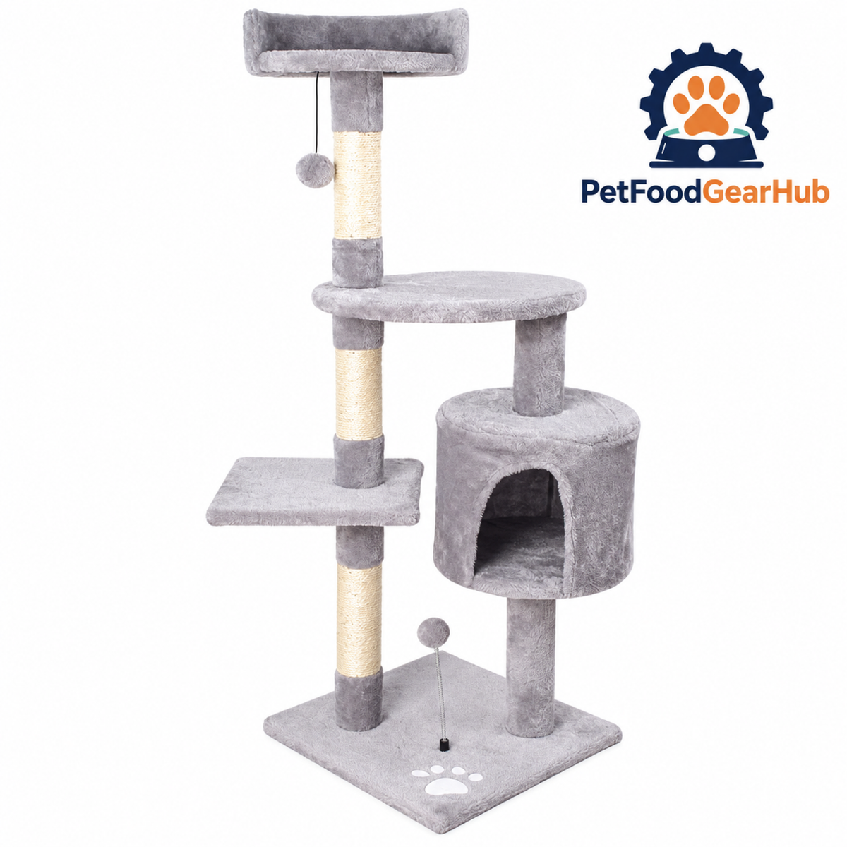 PetFoodGearHub Four-Level Cat Tree with Condo and Hanging Toy - product details