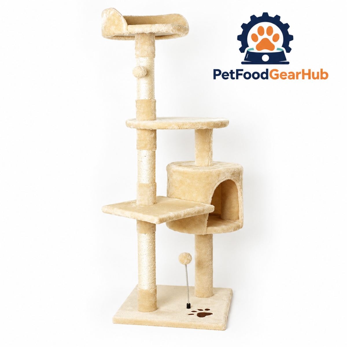 PetFoodGearHub Four-Level Cat Tree with Condo and Hanging Toy - product details