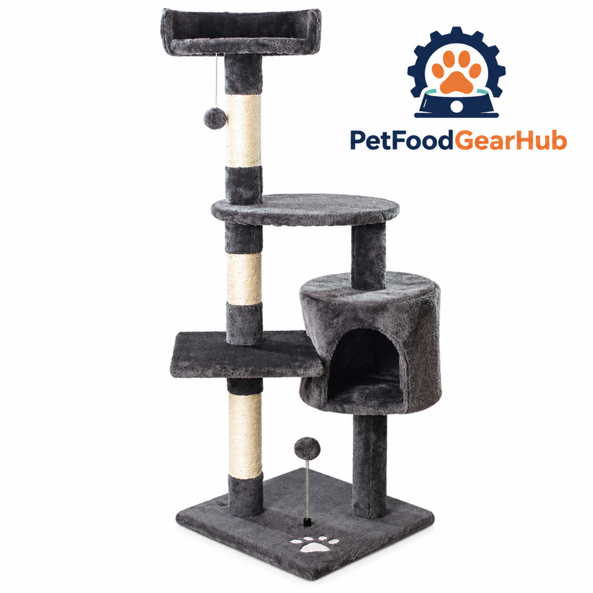 PetFoodGearHub Four-Level Cat Tree with Condo and Hanging Toy - product details