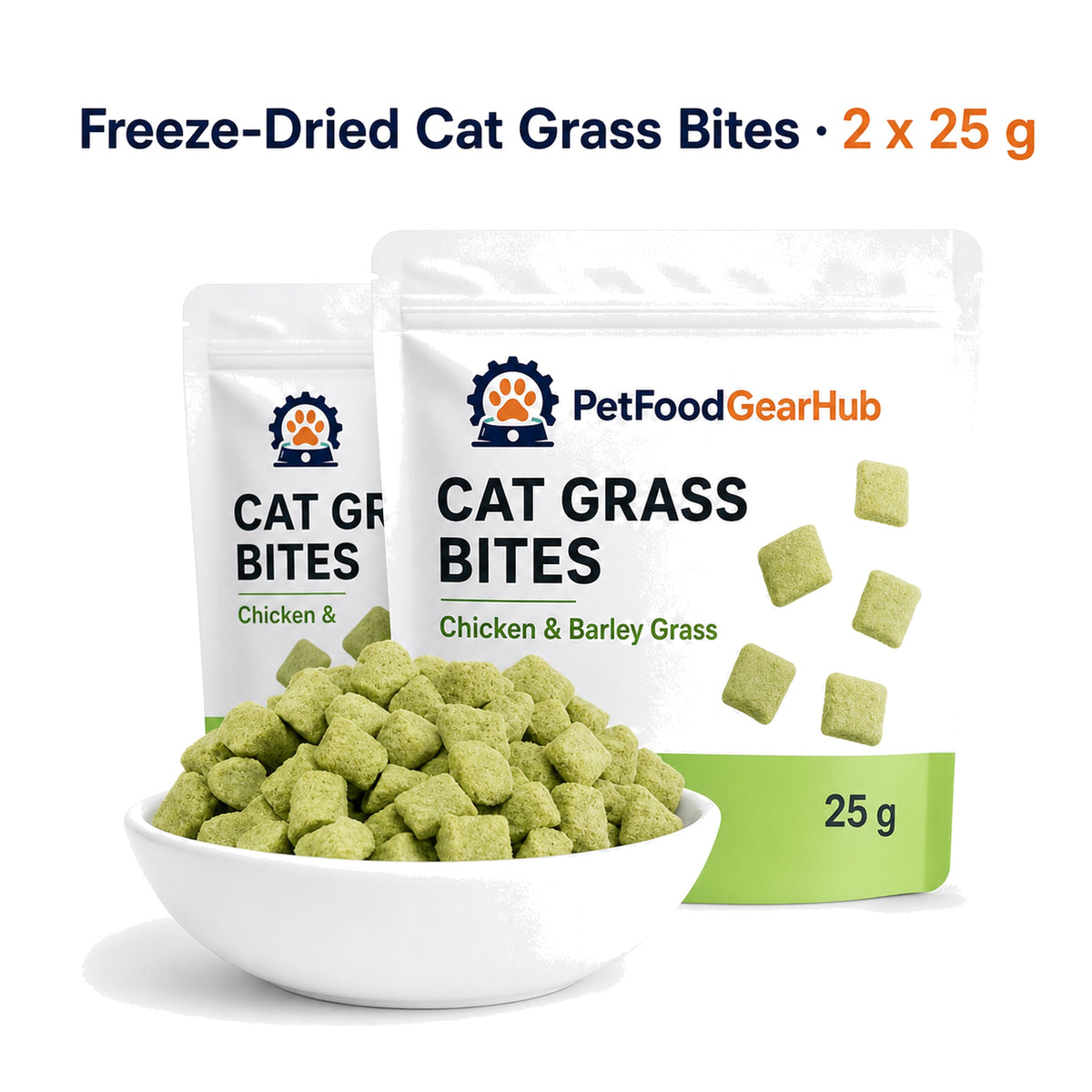 PetFoodGearHub freeze-dried cat grass bites 2 x 25 g