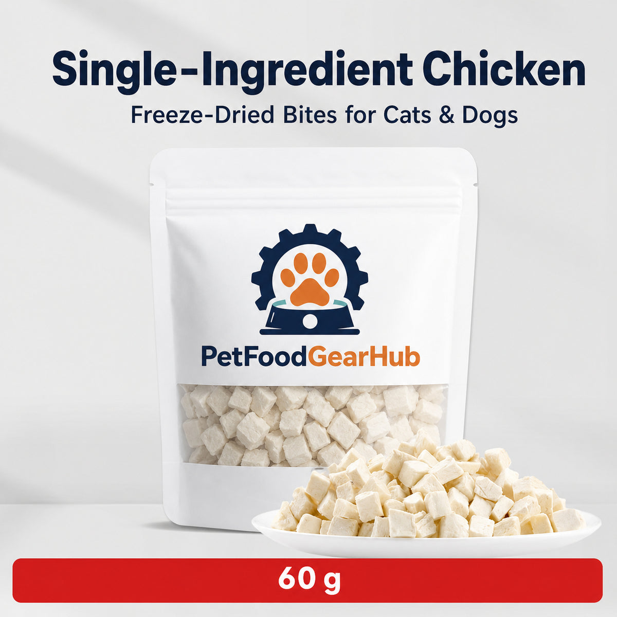 Single-ingredient PetFoodGearHub freeze-dried chicken bites