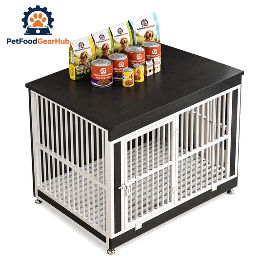 PetFoodGearHub Furniture-Style Dog Crate,  Charcoal Black - product view