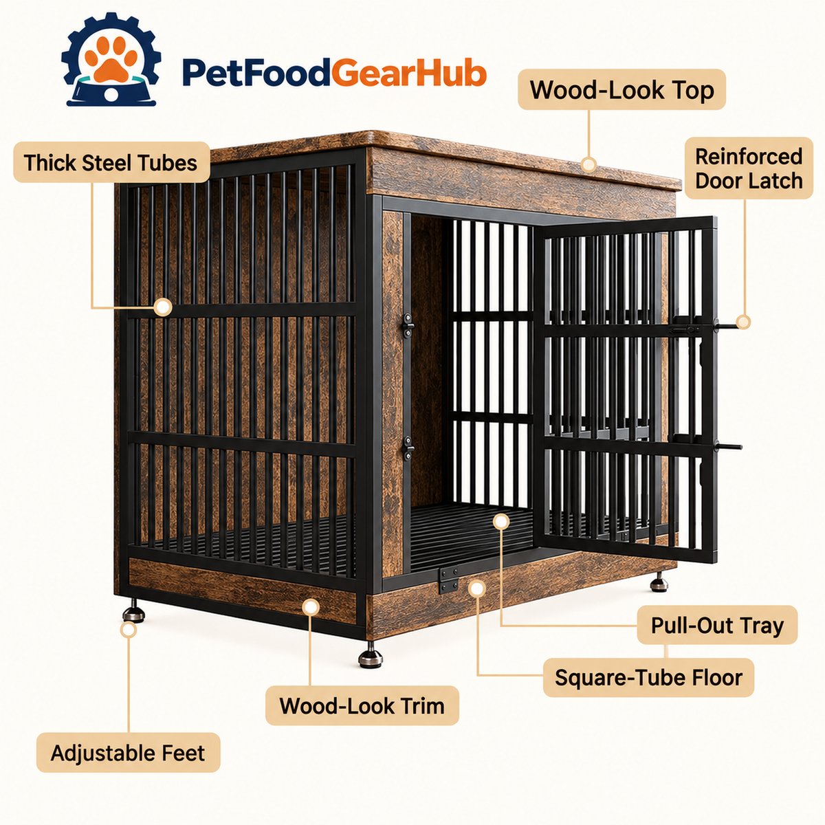 PetFoodGearHub Dog crate construction details