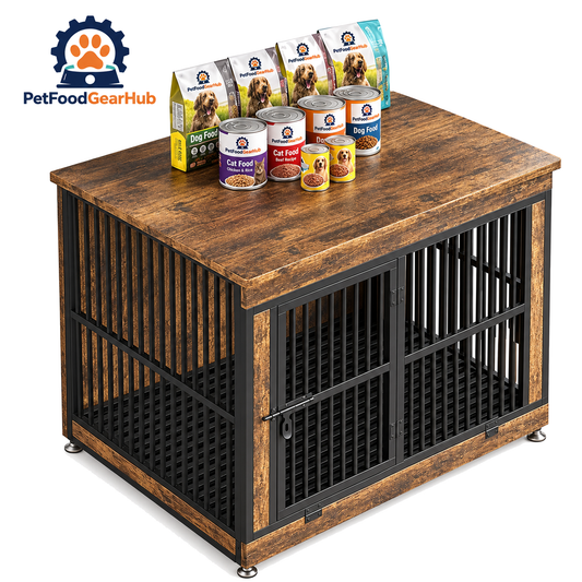 PetFoodGearHub Furniture-Style Dog Crate,  Smoky Brown - product view