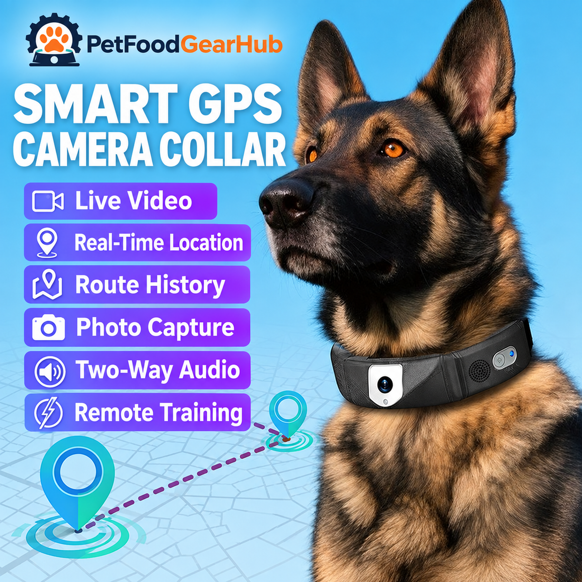 Smart GPS Camera Collar for Dogs with Live Video – GPS camera collar feature overview