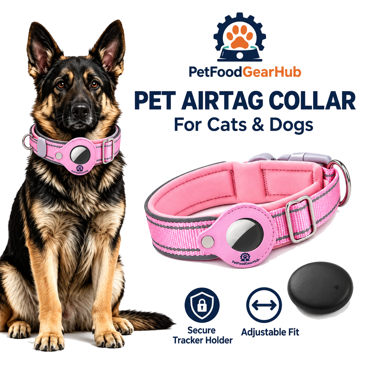 Pink Smart Pet Tracker Collar – pink tracker holder collar for dogs