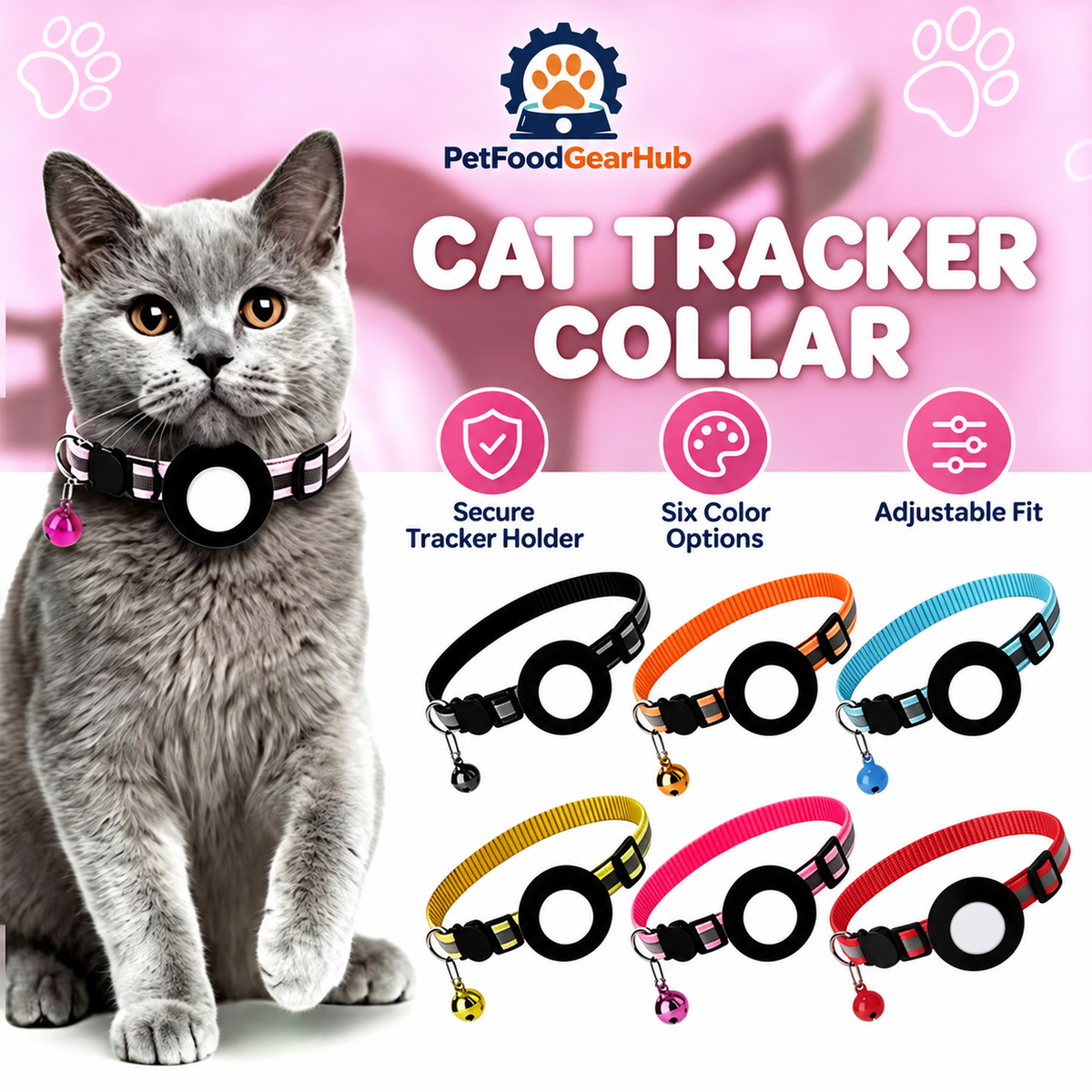 Black Smart Pet Tracker Collar – cat tracker collar color options