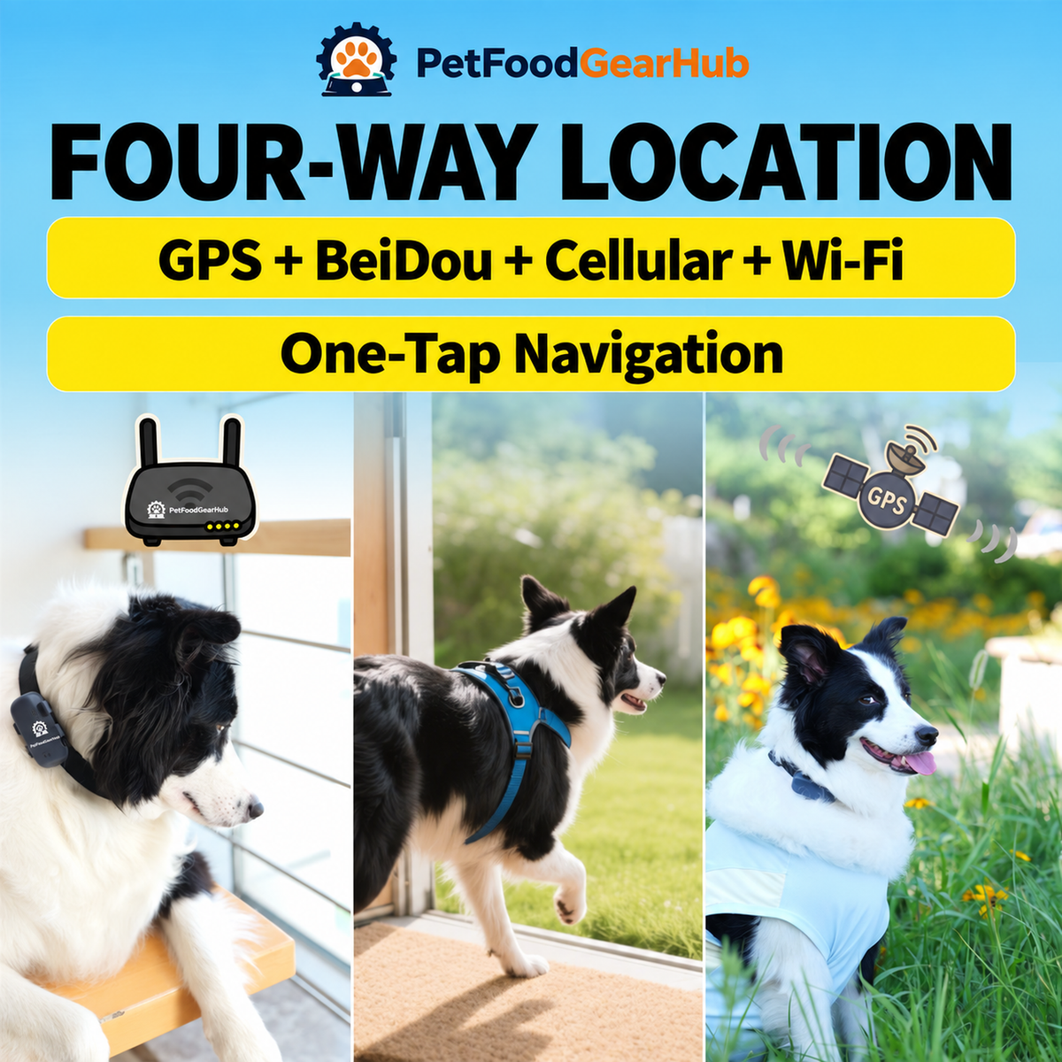 GPS Pet Tracker Collar with Sound and Light Search – GPS BeiDou cellular and Wi-Fi pet location
