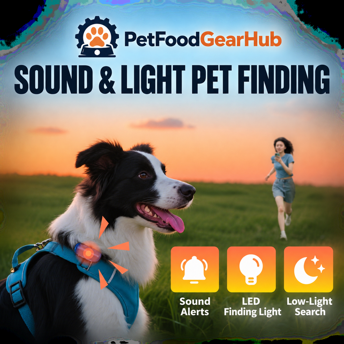 GPS Pet Tracker Collar with Sound and Light Search – sound and light pet finding feature