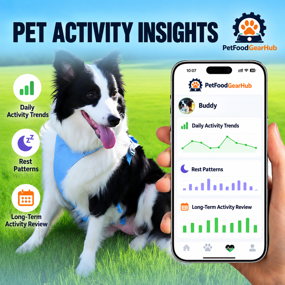 GPS Pet Tracker Collar with Sound and Light Search – pet activity insights dashboard