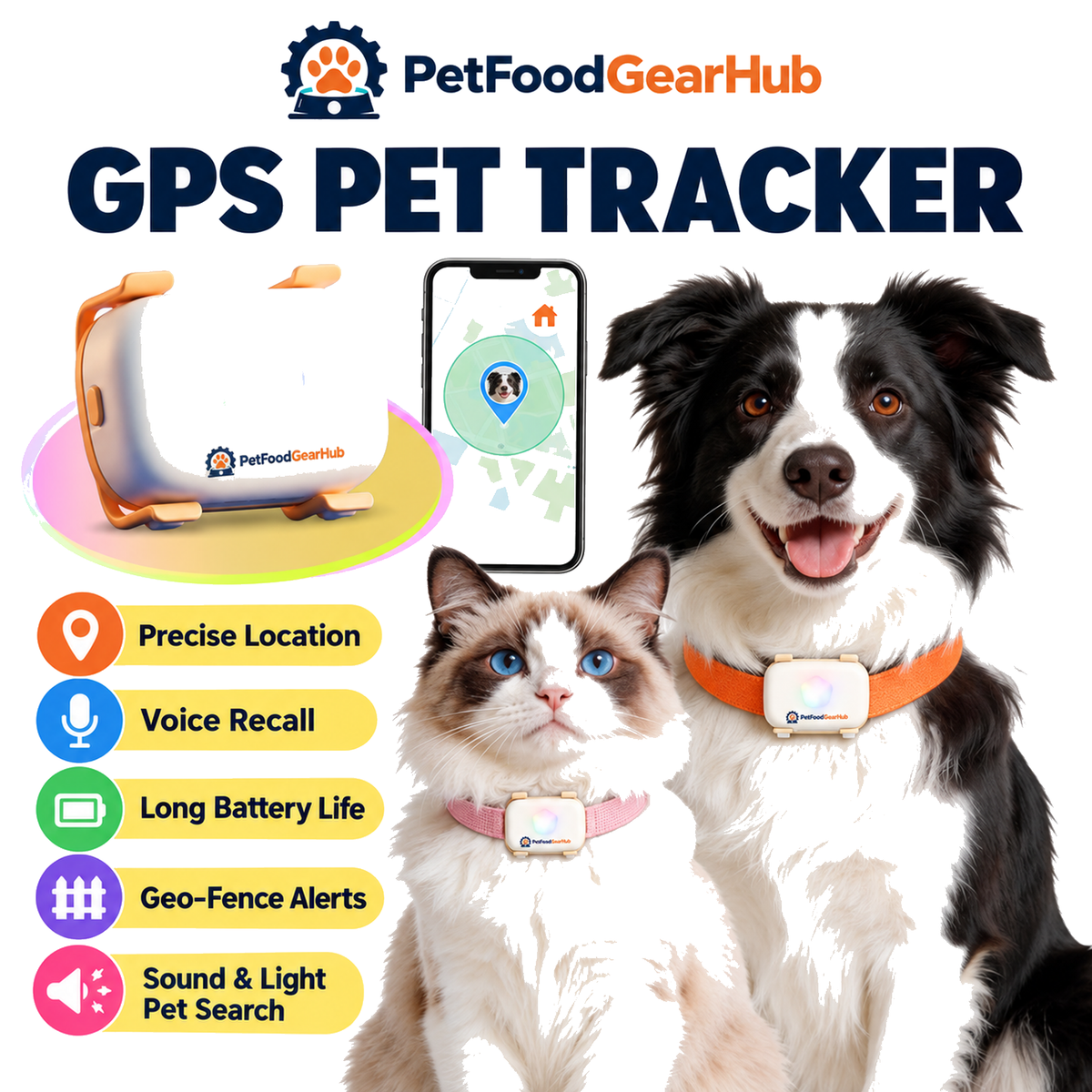 GPS Pet Tracker Collar with Voice Recall – GPS pet tracker collar for cats and dogs