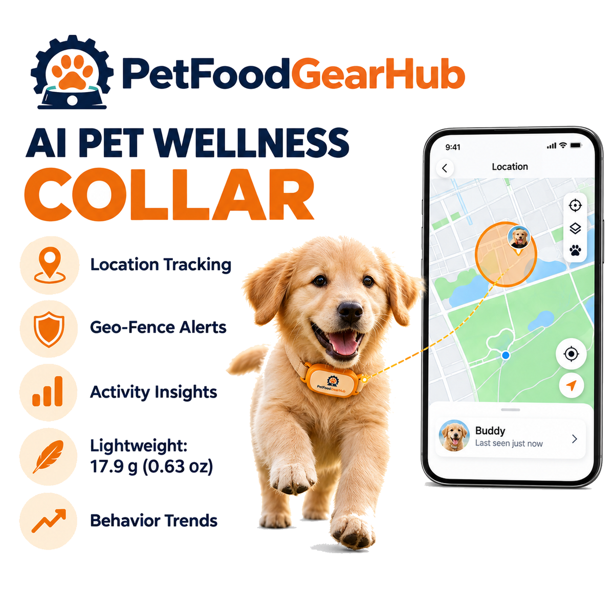 AI Pet Wellness Collar with GPS and Activity Insights – AI pet wellness collar with GPS