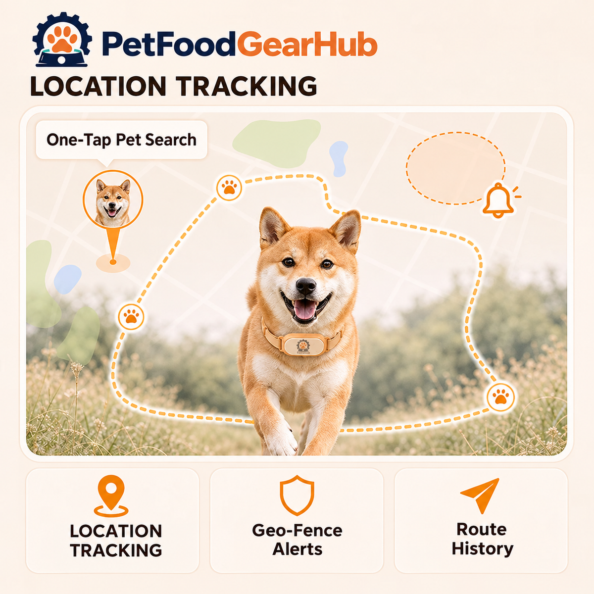 AI Pet Wellness Collar with GPS and Activity Insights – pet collar location tracking and route history