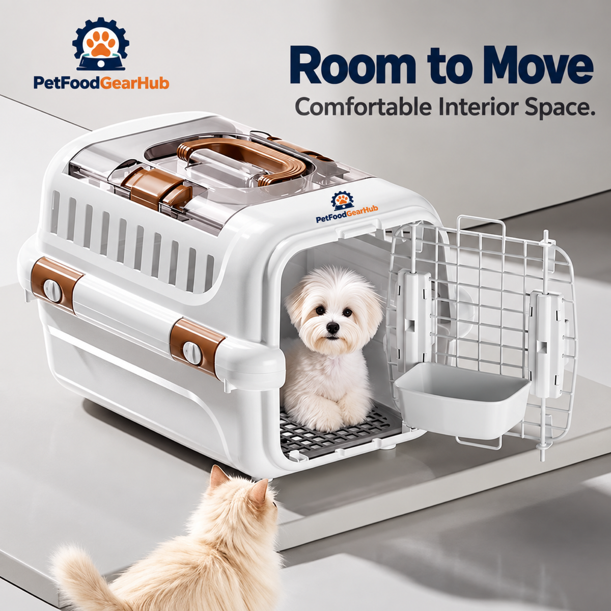 PetFoodGearHub Gray Dual-Opening Pet Carrier - Small - product details