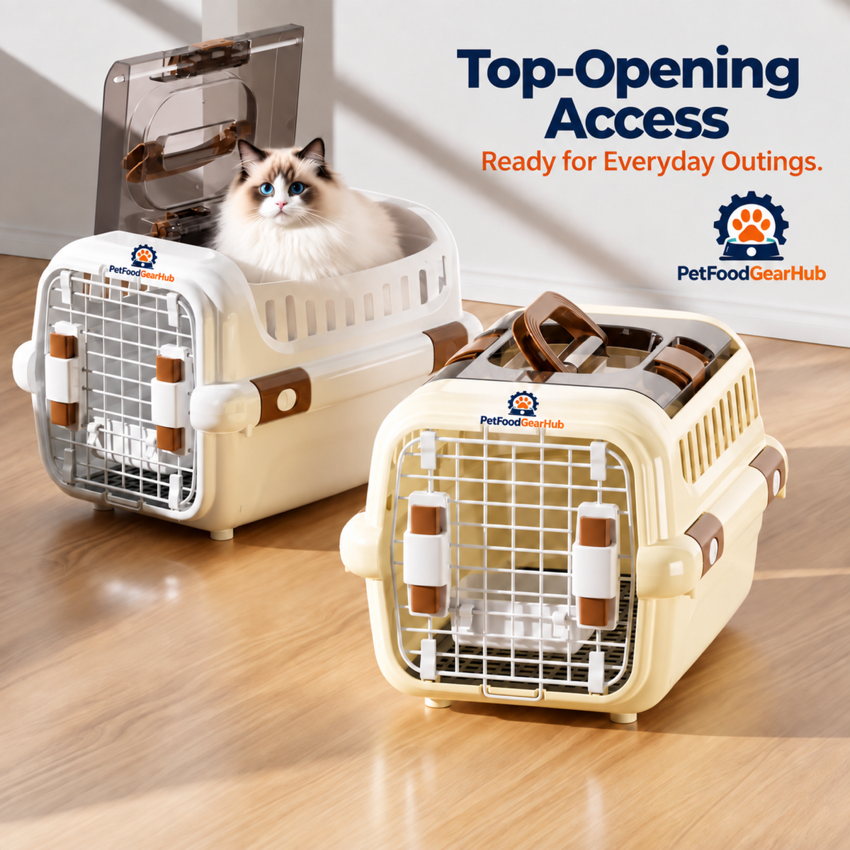 PetFoodGearHub Gray Dual-Opening Pet Carrier - Small - product details