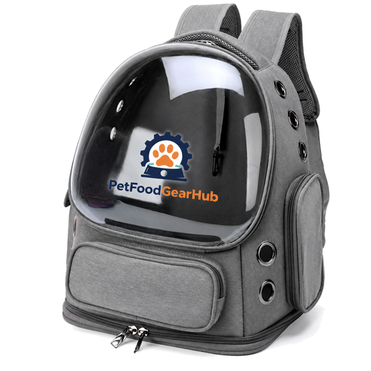 PetFoodGearHub gray pet carrier backpack