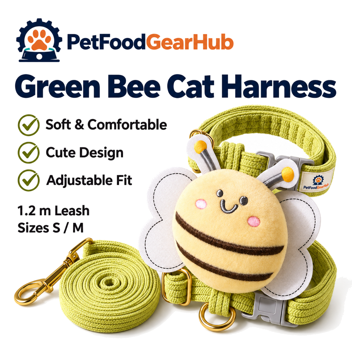 PetFoodGearHub green bee cat harness