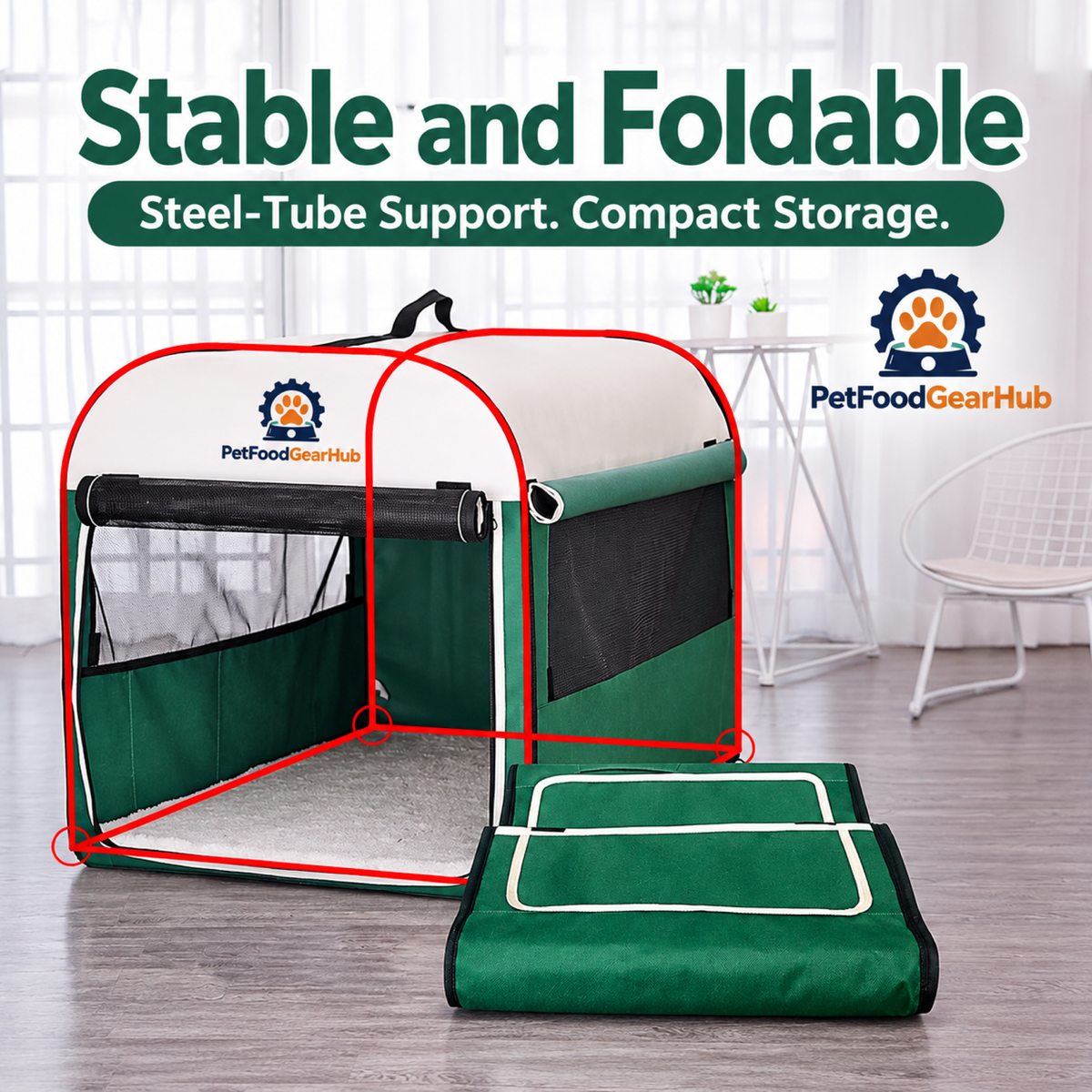 PetFoodGearHub Green Folding Soft Pet Crate - Mini - product details