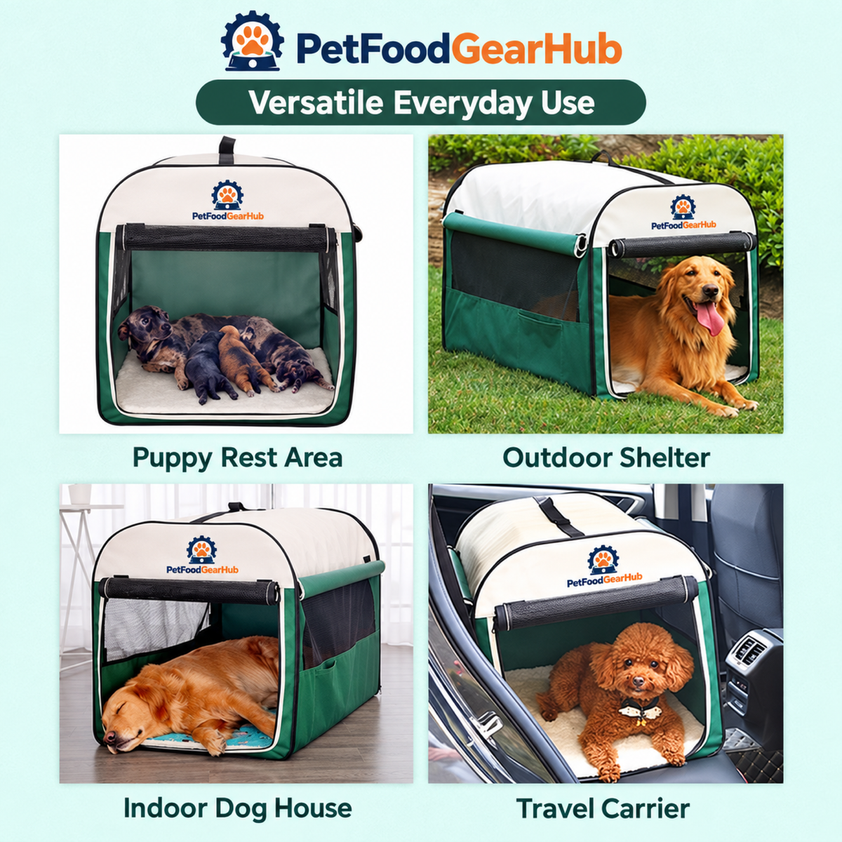 PetFoodGearHub Green Folding Soft Pet Crate - Mini - product details