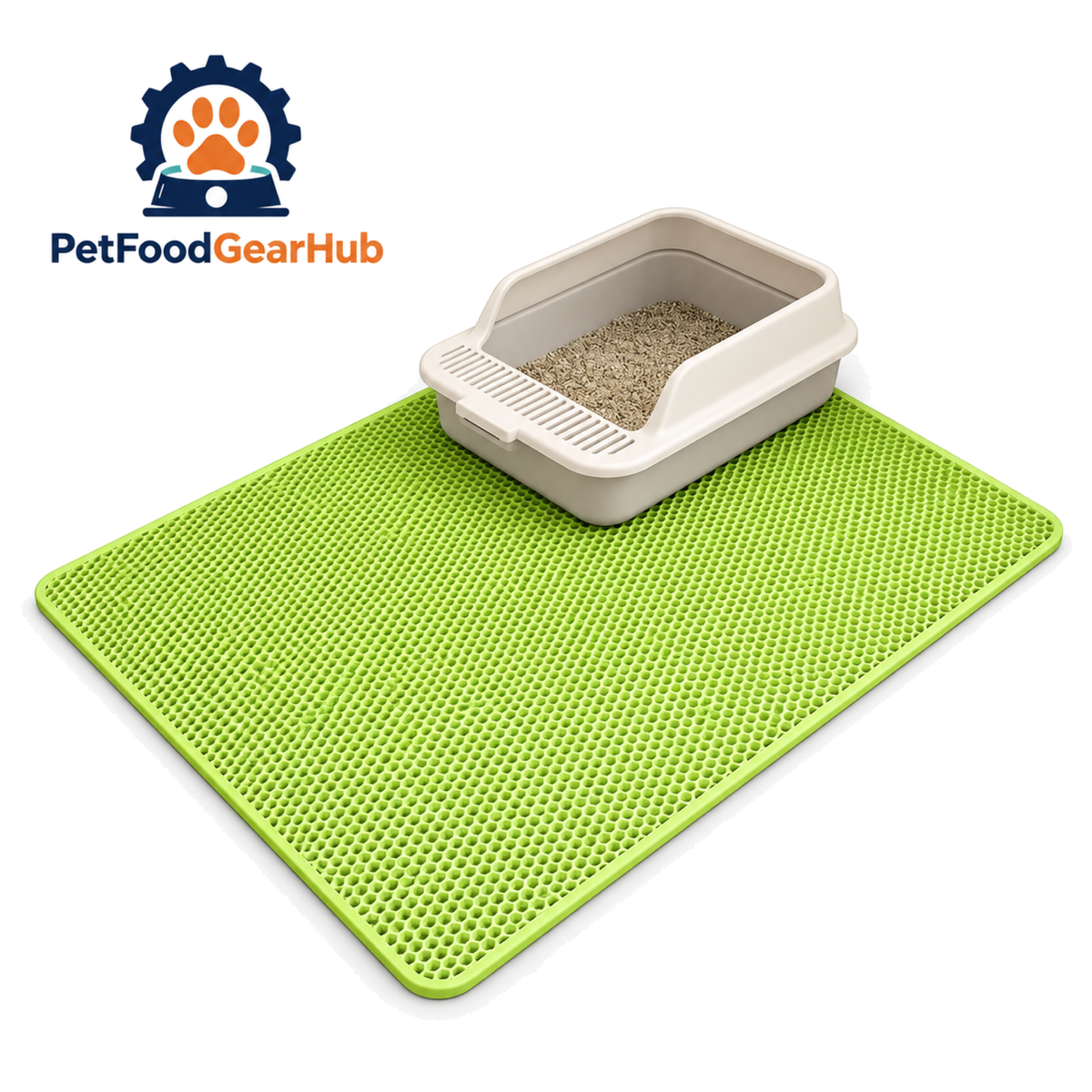 PetFoodGearHub green honeycomb cat litter mat