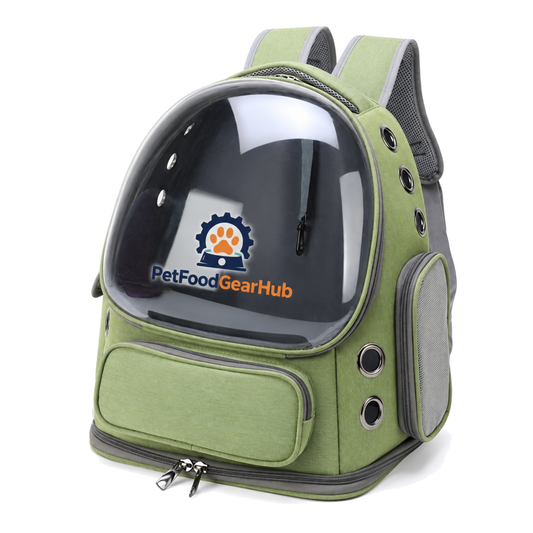 PetFoodGearHub green pet carrier backpack