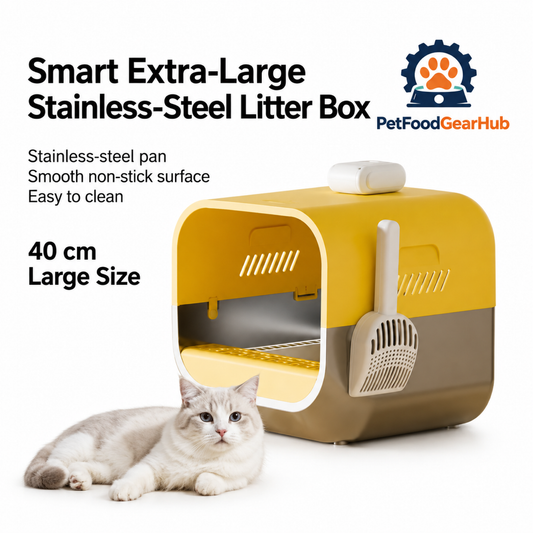 PetFoodGearHub S1 Stainless Steel Cat Litter Box - main product view