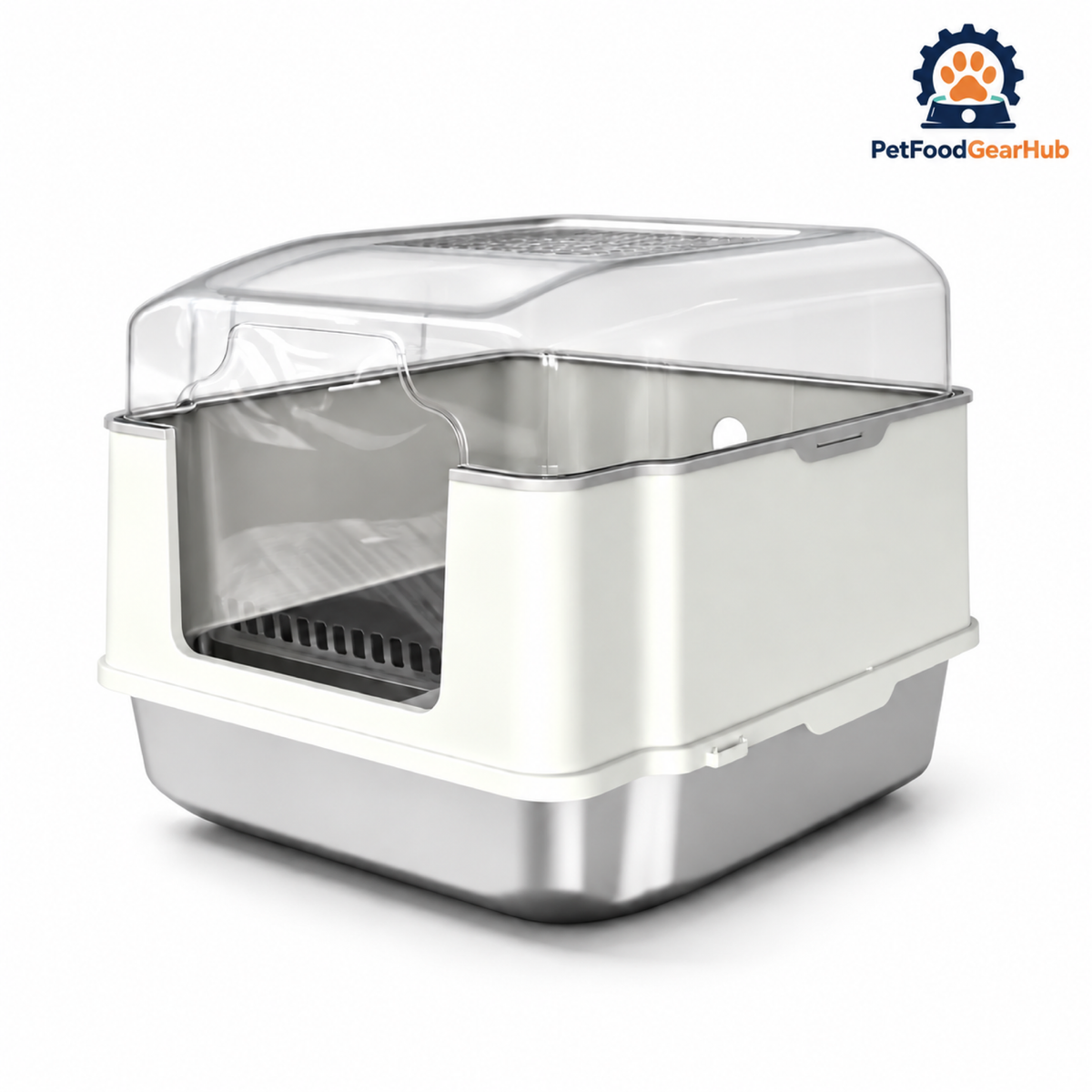 PetFoodGearHub S5 Covered Stainless Steel Cat Litter Box - main product view