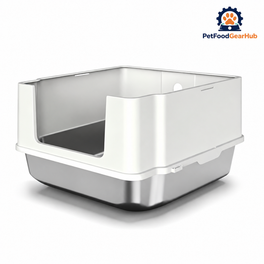 PetFoodGearHub S2 Open Stainless Steel Cat Litter Box - main product view
