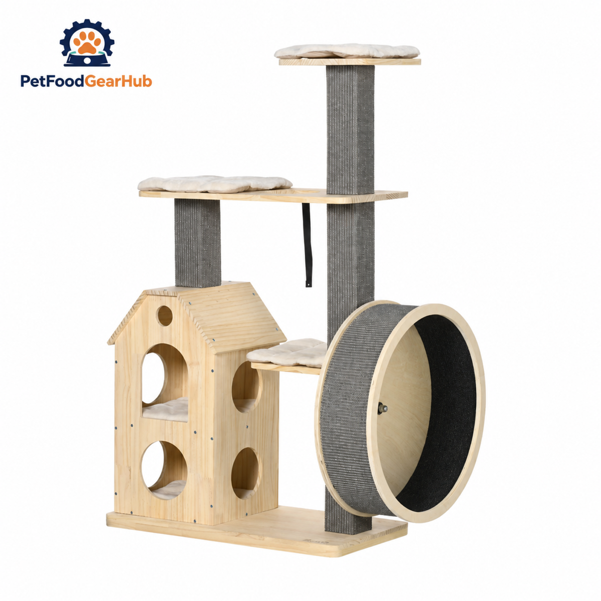 PetFoodGearHub 53.25-Inch Cat Tree with Condo and Exercise Wheel - main product view