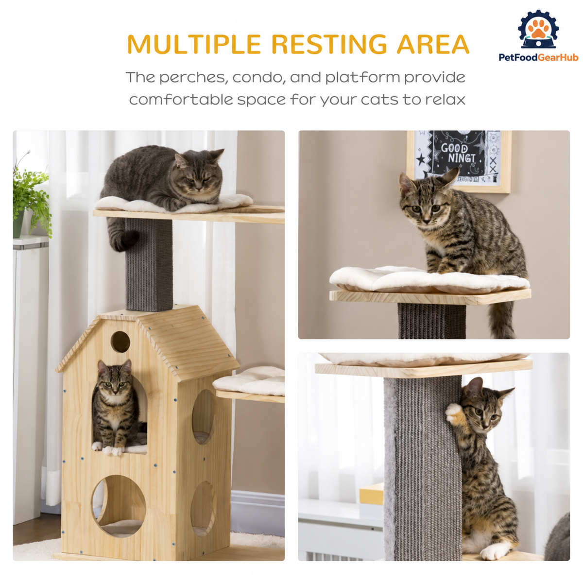 PetFoodGearHub 53.25-Inch Cat Tree with Condo and Exercise Wheel - product detail 4