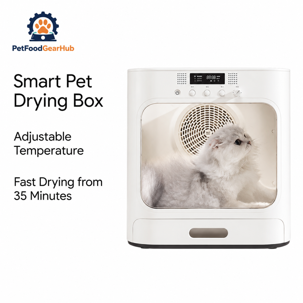 PetFoodGearHub 60L Pet Drying Box with Adjustable Temperature - white background main view